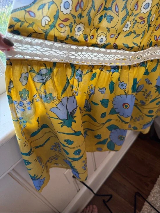 Anthropologie Maxi Dress in Blue & Yellow Floral Print - Picture 5 of 7
